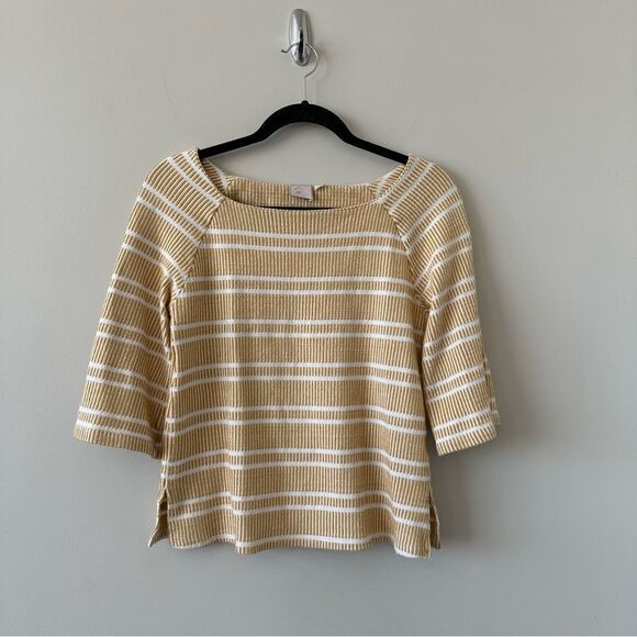 Anthropologie-Postmark Boat Neck 3/4 Sleeve Striped Top - Picture 2 of 10